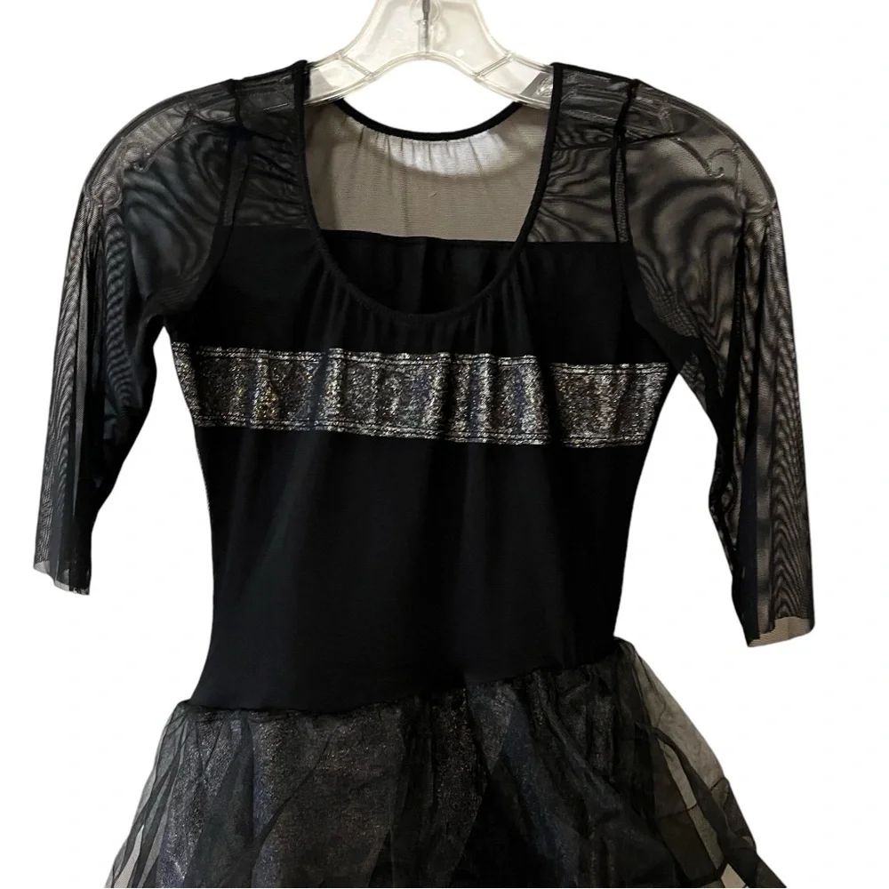 Revolution  Dancewear “Gravitate” Dance Costume Small Adult black mesh tulle